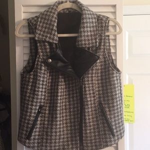 Naked Zebra houndstooth and leather vest